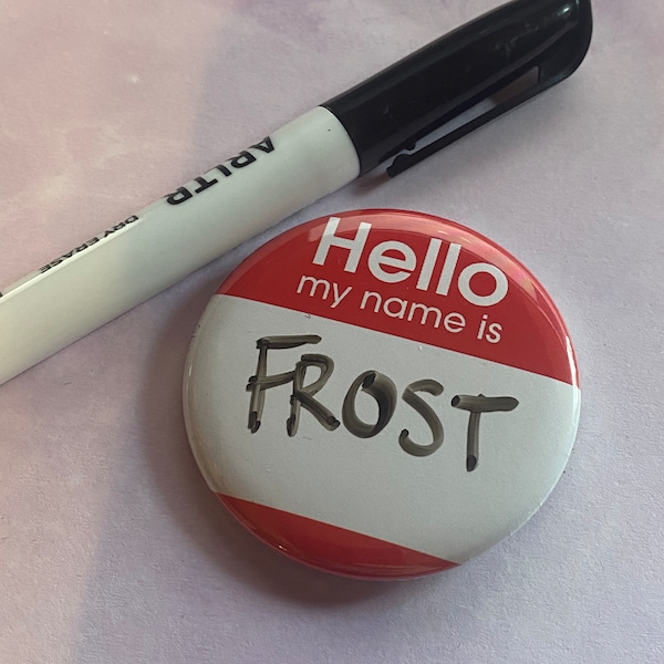 Hello My Name is - Name Tag - Color, Pinback Button, 2.25", good for school, meetings, field trips, reunions, comes with dry erase marker