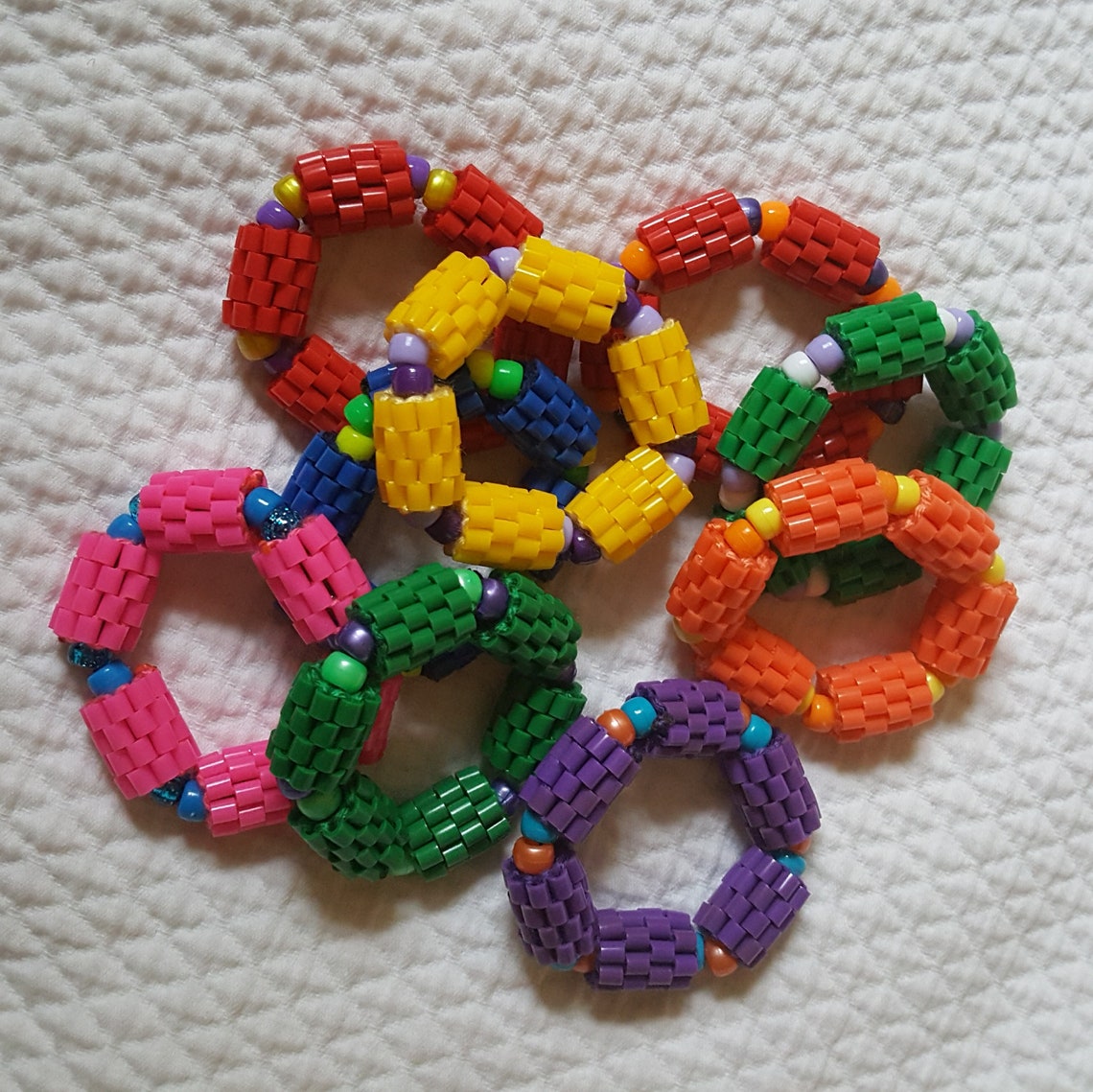 Random Jumbo Perler Bead Kandi Singles Chunky Bracelet Etsy