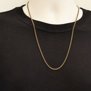 Solid Brass Chain, Cross Chain, Curb Chain Necklace, Lobster Clasp, Jewelry For Him, 1/8 Inch Wide Chain