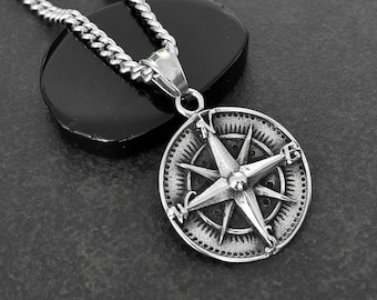 Lightrain Compass Clock Pendant Necklace Vintage Bronze Chain Statement Necklace Handmade Jewelry Gifts 