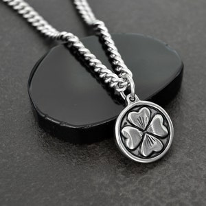 Men's Silver Four Leaf Clover - Men's Silver Necklace