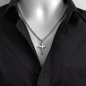 Thick Chain Cross Necklace, Stainless Steel Gift For A Man, Wheat Chain With Cross Pendant
