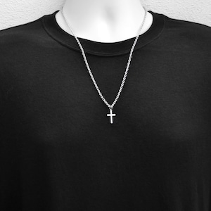 Small Cross Necklace, Girls Boys Crosses, Waterproof Stainless Steel Chain With Tiny Cross, Cross Does Not Come Off Chain For Safety