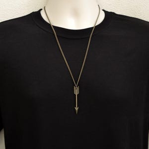 Symbolic Brass Arrow Necklace, Necklaces for Men, Mans Antique Brass Necklace, Solid Brass Curb Chain,  Gifts For Him