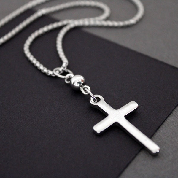 Cross Necklace Box Chain Etsy