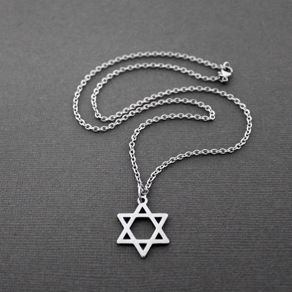 Star Of David Necklace, All Stainless Steel, Waterproof, 3/4" Pendant, Every Day Bummin' Around Necklace