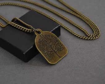 Tree Of Life Necklace With Solid Brass Curb Chain