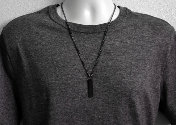 Black Bar Necklace / Bar Pendant 
