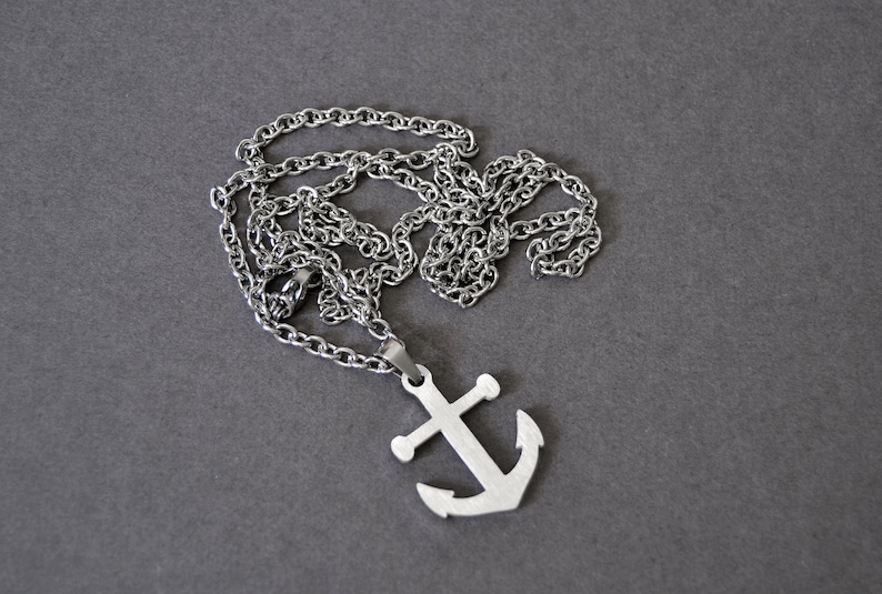 Rainwater Beads Mens Chains Mens Jewelry Mens Necklace Mens Jewelry Necklaces for Men Stainless Steel Chain Anchor Necklace