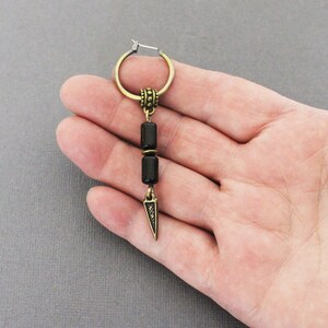 Black Onyx Earring For A Man, One Dangle Hoop Earring, Choose One Or A Pair, Mans Earring, Gypsy Hoop Earring