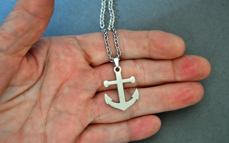 Rainwater Beads Mens Chains Mens Jewelry Mens Necklace Mens Jewelry Necklaces for Men Stainless Steel Chain Anchor Necklace