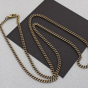 Solid Brass Narrow 2mm Curb Chain, Cross Chain, 1/8 Inch Wide Chain