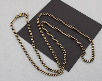 Solid Brass Narrow 2mm Curb Chain, Cross Chain, 1/8 Inch Wide Chain