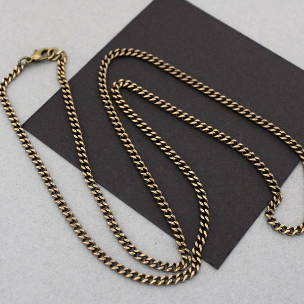 Solid Brass Chain, Cross Chain Made From Solid Brass, Curb Chain Necklace, Jewelry For Him, 1/8 Inch Wide Chain With Lobster Clasp