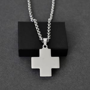 Mans Greek Cross Necklace, Stainless Steel Waterproof Necklace