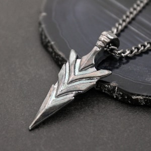 Spear Necklace With Gunmetal Curb Chain, BCB