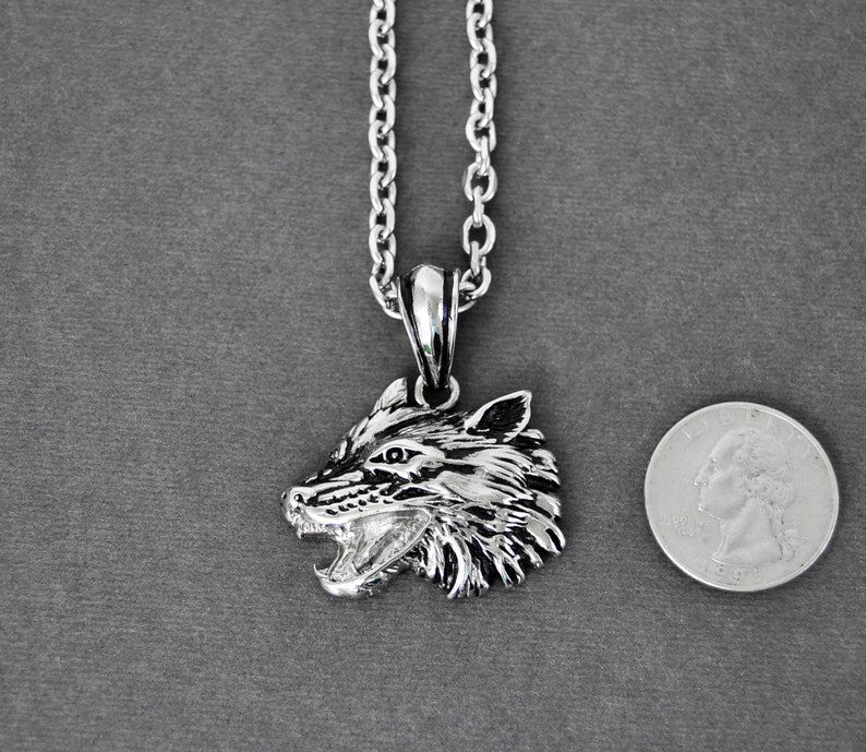 Wolf Necklace For Men on Stainless Steel Chain Mens Necklace | Etsy