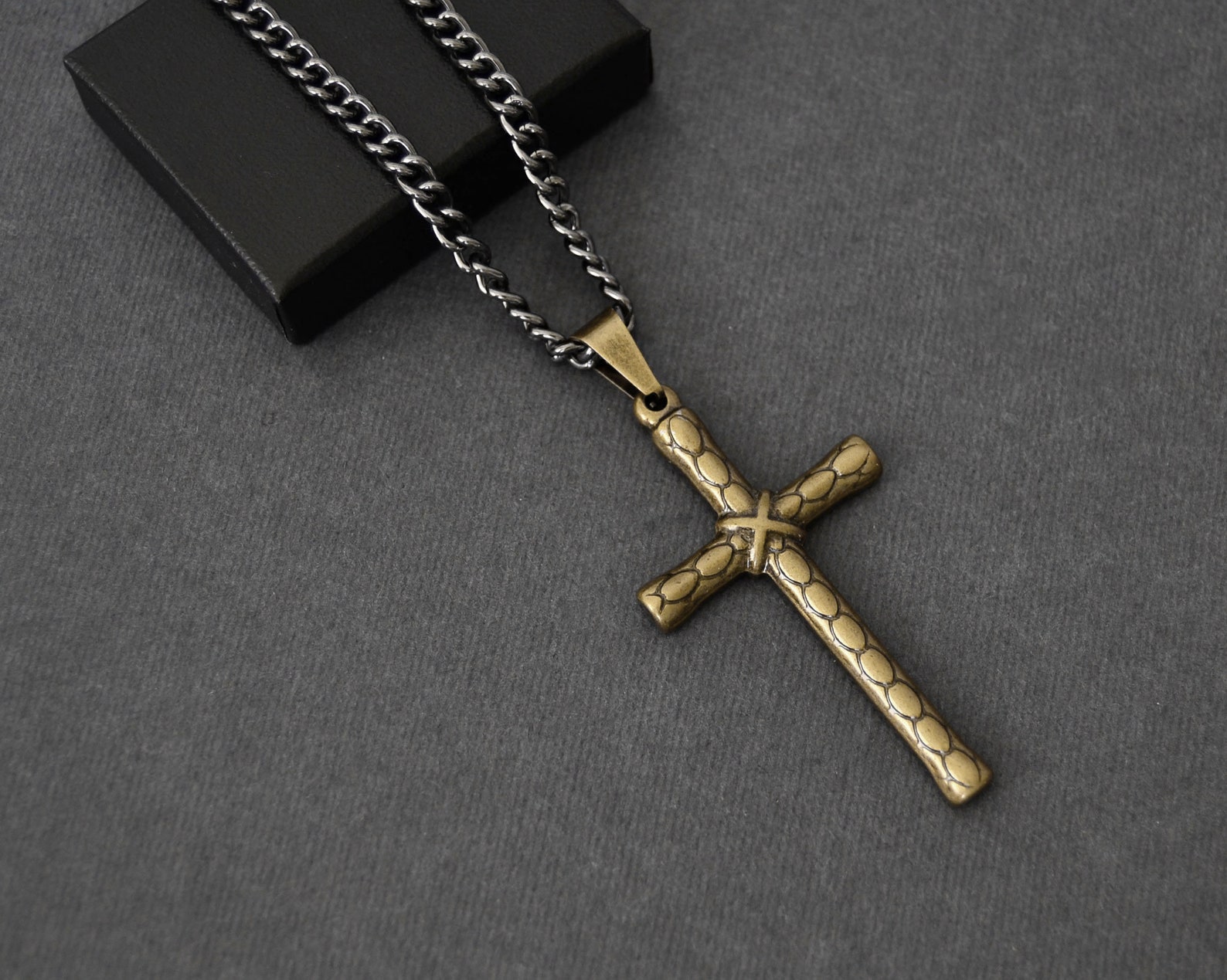 Mens Cross Necklace Simple Brass Cross Necklaces for Men | Etsy