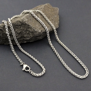 Mans Chain Necklace, Thick Stainless Steel Wheat Chain with Lobster Clasp, Thick Pendant Chain