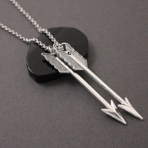 Arrow Necklace, One or Two Arrows, Double Spear, Long Arrow Pendant,  Lover&#39;s Necklace, Couples Necklace,106rlo