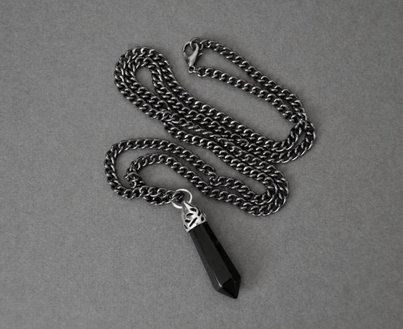 black onyx crystal necklace