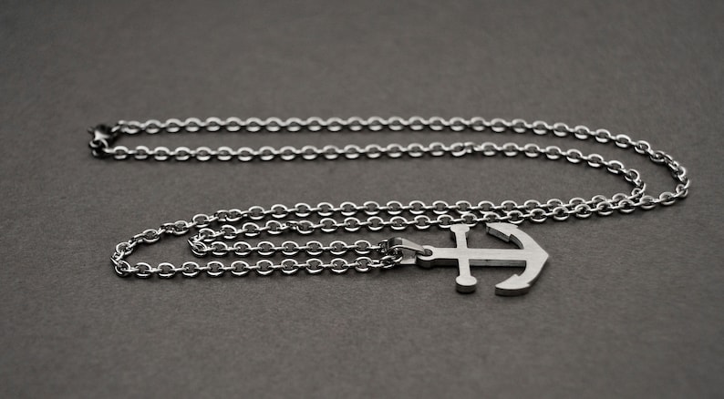 Rainwater Beads Mens Chains Mens Jewelry Mens Necklace Mens Jewelry Necklaces for Men Stainless Steel Chain Anchor Necklace