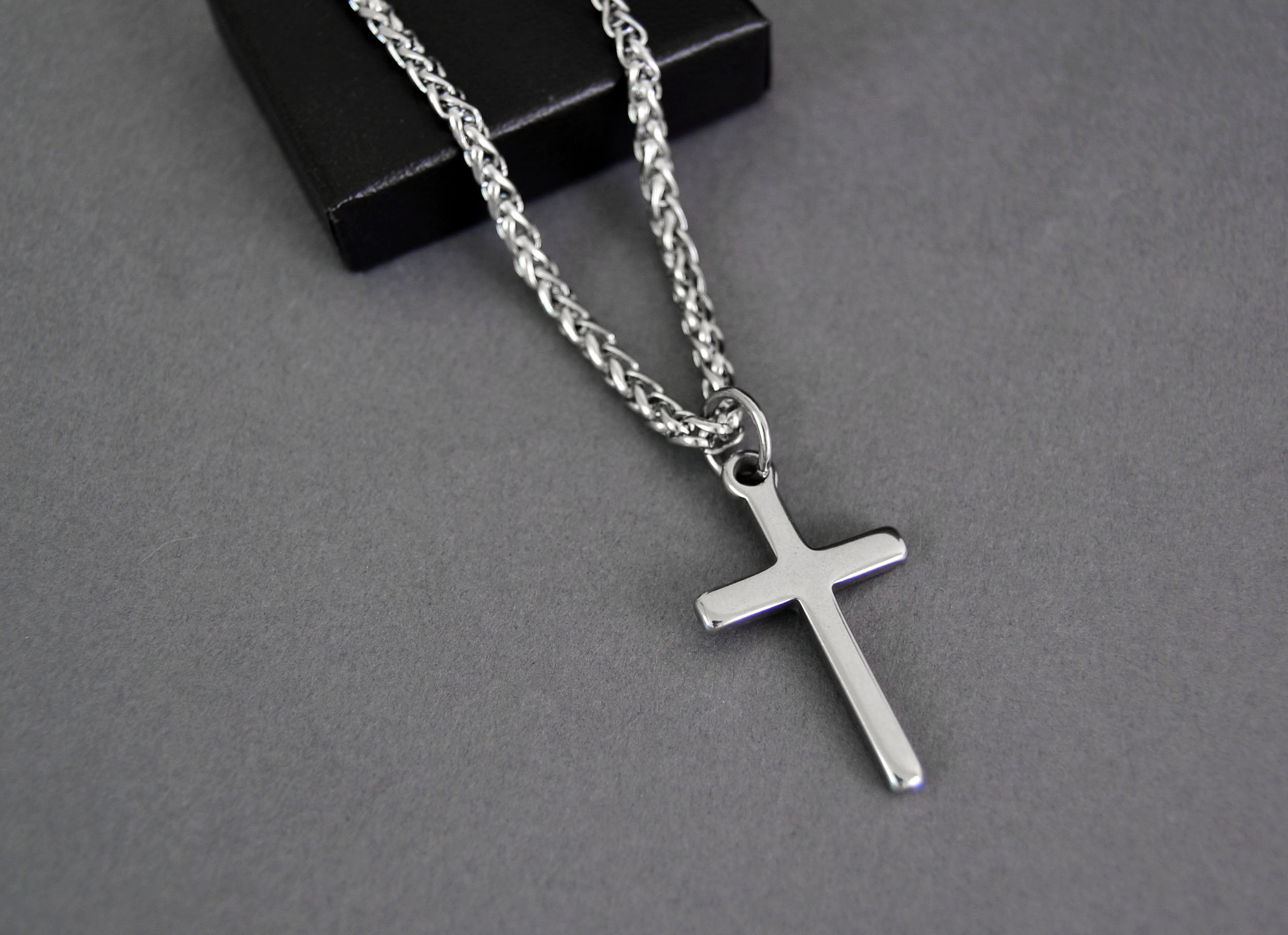 Silver Cross Necklace for Men Mens 