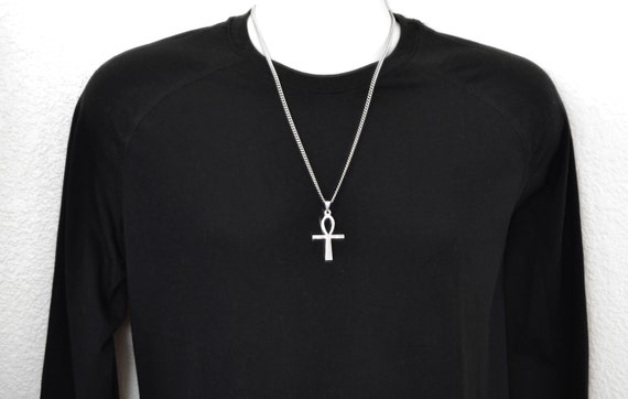 Mens silver ankh pendant sale