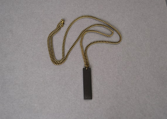 Black Plated Brass Bar Pendant 1.5 Inch Long Solid Brass Curb
