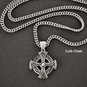 Maltese Cross Necklace,Stainless Steel Chain,Gift for Men,Mans Necklace,Celtic Jewelry,106