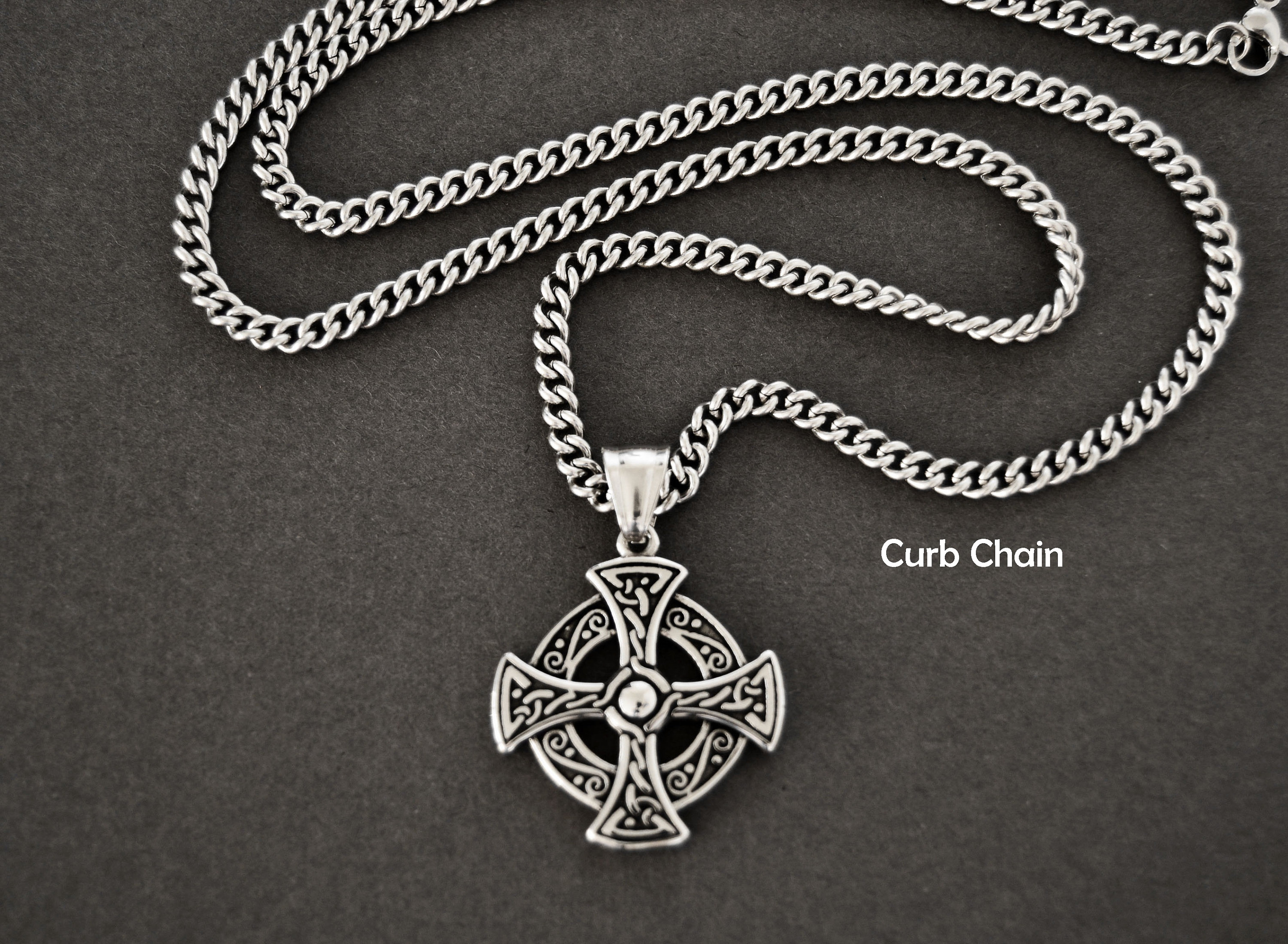 Cross Necklace Mens Cross Pendant on Stainless Steel Chain Etsy UK