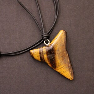 Tiger Eye Necklace, Black Leather Necklace, Mans Necklace