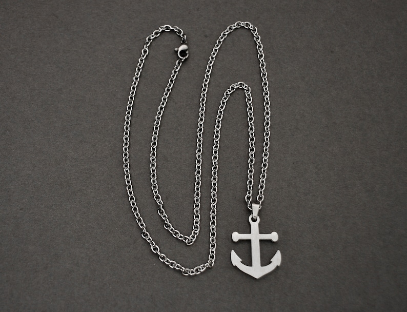 Rainwater Beads Mens Chains Mens Jewelry Mens Necklace Mens Jewelry Necklaces for Men Stainless Steel Chain Anchor Necklace