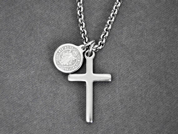 Cross Necklace Saint Benedict Charm 