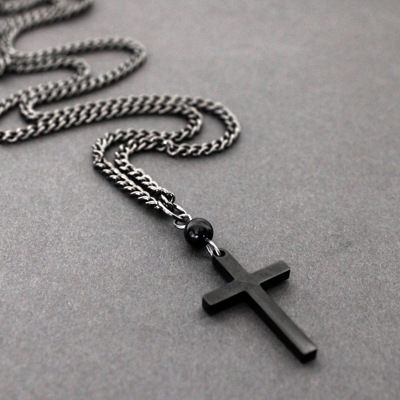Black Cross Chain - Etsy