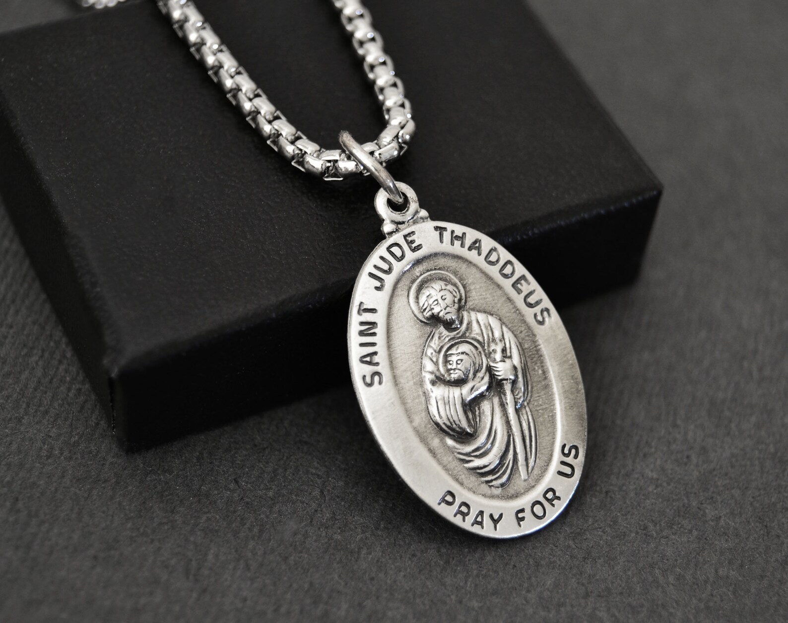 Sterling St Jude Necklace for Men Saint Jude Medal on | Etsy