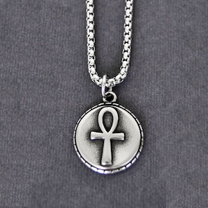 Small Ankh Necklace With Stainless Steel Box Chain