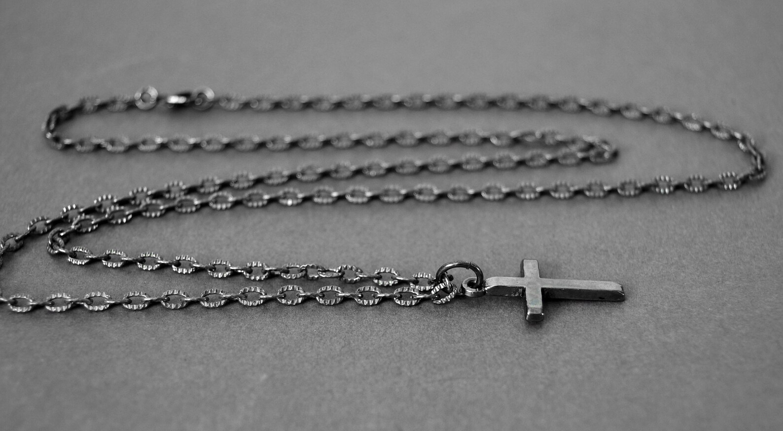Small Cross Necklace Simple Cross Black Necklace for Men Etsy