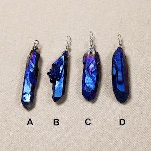 Quartz Crystal On Stainless Steel Chain, Titanium Rainbow Aura Stone Necklace, Crystal Jewelry, Mystic Quartz rlo