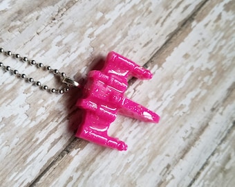 X Wing Inspired Hand Poured Resin Necklace- Pink