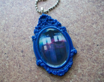 Doctor Who TARDIS Inspired Hand Poured Resin Necklace