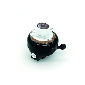 timbre de bicicleta, taza de café