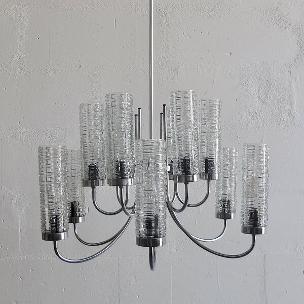 Mid century Ceiling Lamp / Twelve Arm Chandelier /  Pendant Light / 60s Yugoslavia