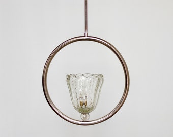 Vintage Murano Glazen Hanglamp / Barovier Toso Stijl Kroonluchter / Jaren '40 Italië