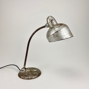 Vintage Bauhaus Desk Lamp / Unique Shabby Chic Office Lamp / Keiser Idell Style / Silver