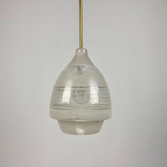 Vintage Glass Pendant Lamp Modernist Ceiling Hanging Light Etsy