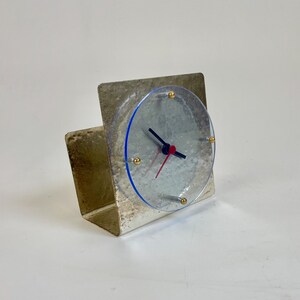 Vintage Silver Plated Desk Clock - MCM Mantel Clock - 80s Italy