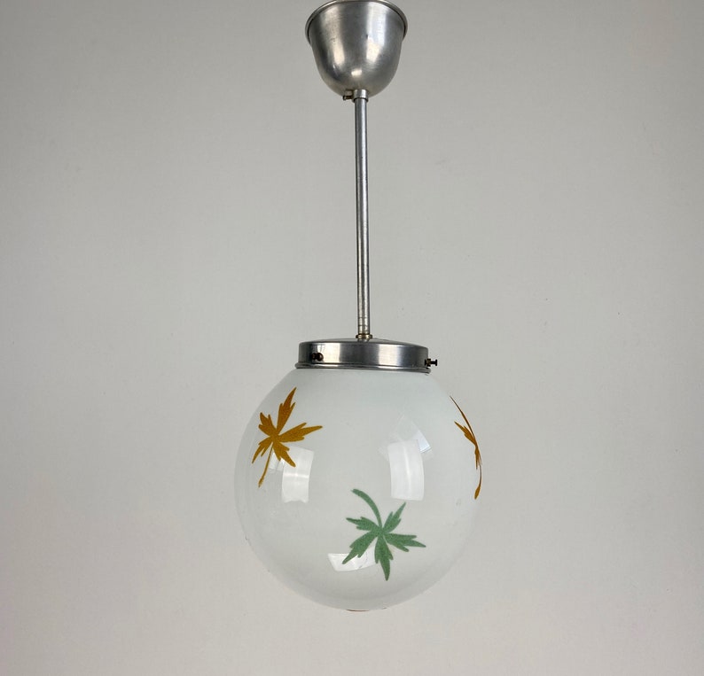 Vintage Glass Globe Pendant Lamp Art Deco Orb Ceiling Lamp 30s 40s Europe
