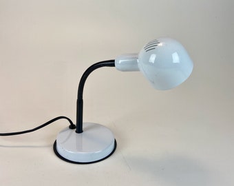 Vintage Gooseneck Table Lamp / Desk Lamp / Office Lamp / Veneta Lumi /  90's Italy / Black & White