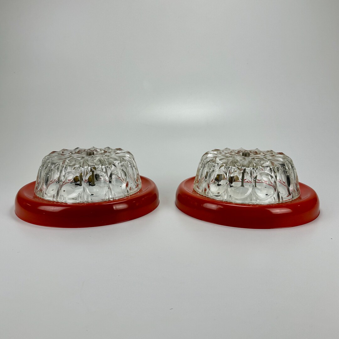 Pair of MCM Flush Mount Ceiling Wall Lights 70s Italy - Etsy
